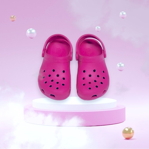 CROCS Clogs Classic Hot Pink Baby Toddler Excellent Size 6 - Picture 6 of 9